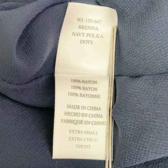 Rails Brenna Wrap Dress Navy & White Polka Dot Flutter Sleeve Mini Dress Size XS - Picture 12 of 13